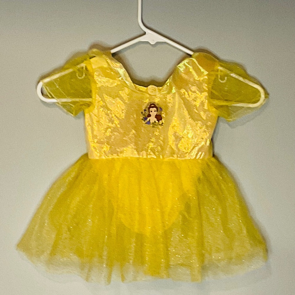 Disney girls baby infant dress Beauty &‎ beast Princess Belle 6-12 m yellow NEW